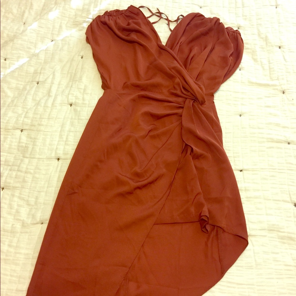 Burnt orange asymmetrical dress